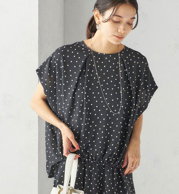 SHIPS for women「〈手洗い可能/接触冷感〉アムンゼン ドット ドルマン ブラウス」|シャツ・ブラウス|ダークグレー