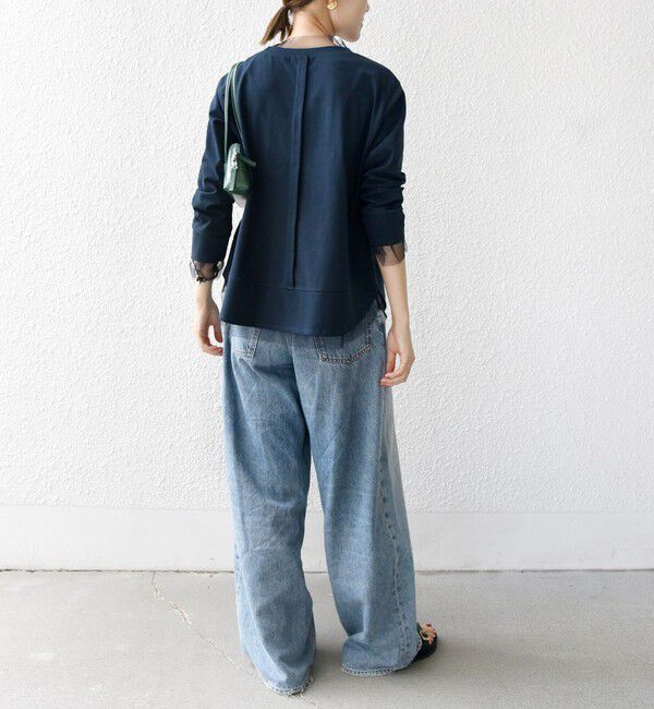 SHIPS for women「【WEB限定】チュール コンビ ラウンド カットソー」|Tシャツ・カットソー|