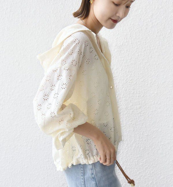 SHIPS for women「【WEB限定】〈手洗い可能〉レース フード シャツ 羽織」|シャツ・ブラウス|