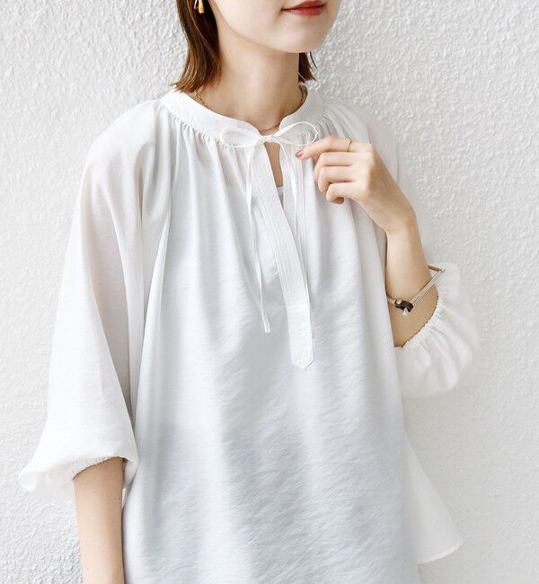 SHIPS for women「〈手洗い可能〉シアー タンブラー デザイン ギャザー ブラウス」|シャツ・ブラウス|