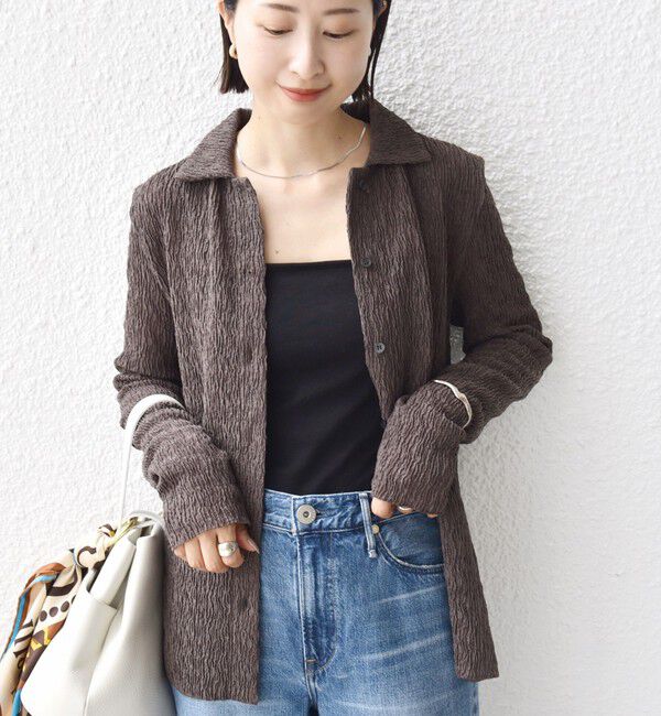 SHIPS for women「【WEB限定】〈手洗い可能〉ランダムブルーゼ シャツ カーディガン」|カーディガン|ブラウン系