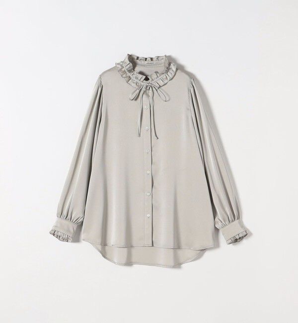 SHIPS any「《追加予約》SHIPS any:〈洗濯機可能〉サテン フリル カラー リボン シャツ ブラウス」|シャツ・ブラウス|