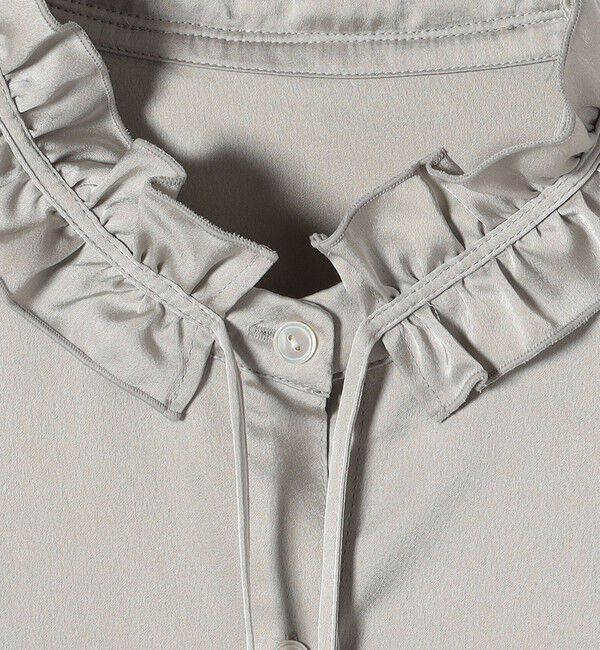 SHIPS any「《追加予約》SHIPS any:〈洗濯機可能〉サテン フリル カラー リボン シャツ ブラウス」|シャツ・ブラウス|