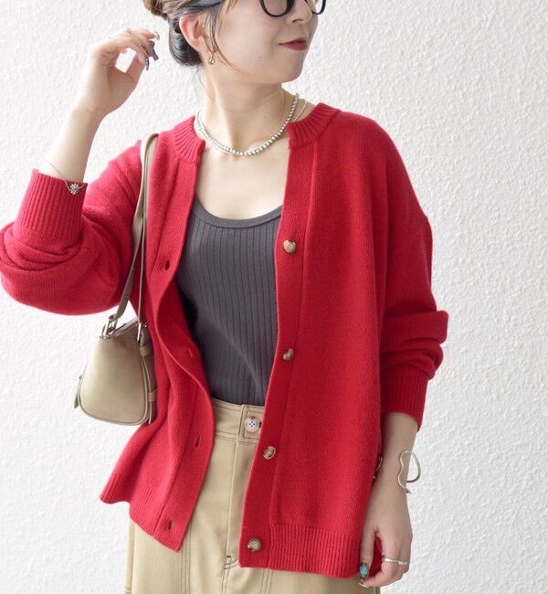 SHIPS any「SHIPS any:〈手洗い可能〉AQUA カシミヤ ミックス スキッパー カーディガン」|カーディガン|