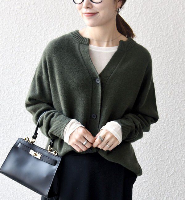 SHIPS any「SHIPS any:〈手洗い可能〉AQUA カシミヤ ミックス スキッパー カーディガン」|カーディガン|