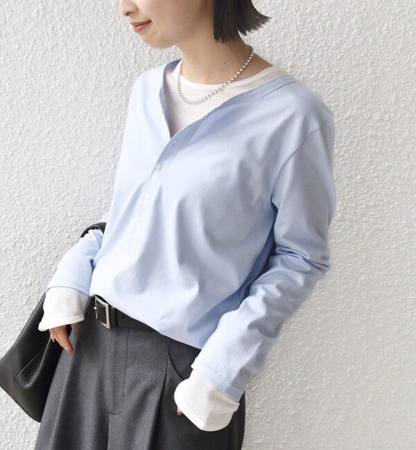 SHIPS for women「レイヤード ライク ヘンリーネック プルオーバー」|Tシャツ・カットソー|