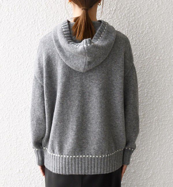 SHIPS any「SHIPS any:〈手洗い可能〉ステッチ デザイン フーディー ルーズ ニット」|ニット・セーター|