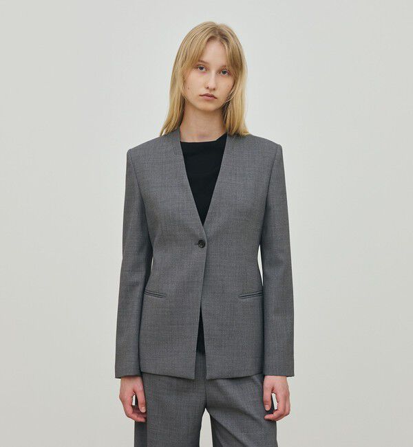 DES PRES「ポリエステルウールバラシャ Vカラージャケット」|ノーカラージャケット|