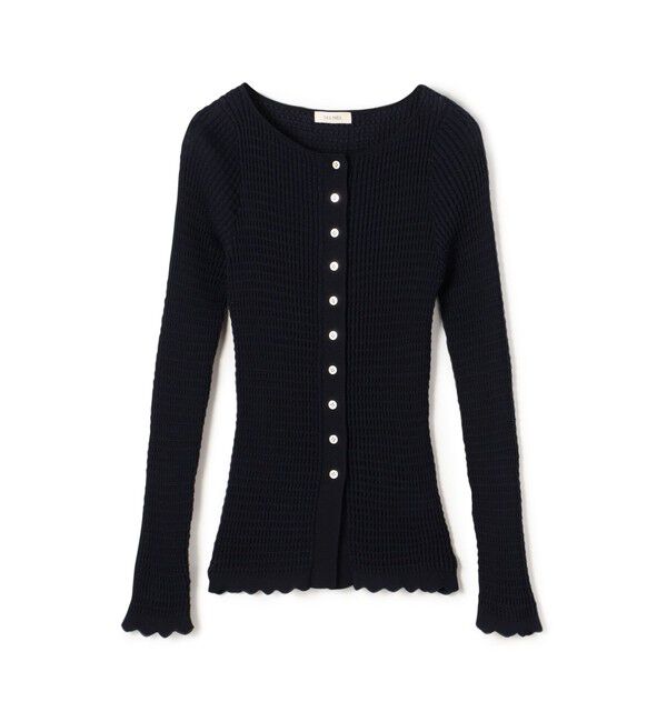DES PRES「コットンアセテートリブ ボートネックカーディガン」|カーディガン|69 ネイビー