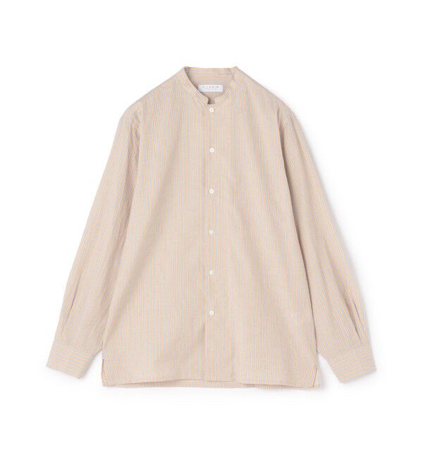 TOMORROWLAND MENS「コットンシルク バンドカラー ロングスリーブシャツ」|シャツ・ブラウス|46 ブラウン系