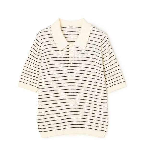 MACPHEE「コットンナイロンケーブル ポロプルオーバー」|ニット・セーター|62 ネイビー系