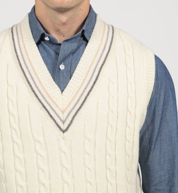 TOMORROWLAND MENS「【別注】RICHMOND KNITWEAR ウールケーブル Vネックベスト」|ニット・セーター|