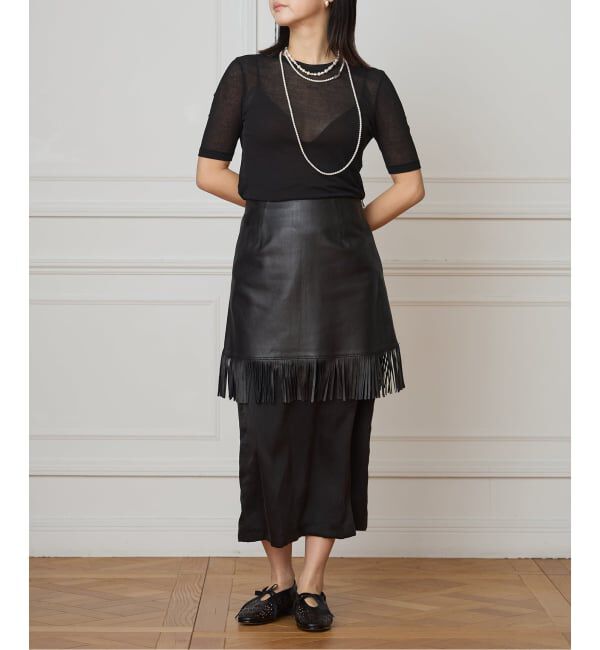 IENA LA BOUCLE「IENA LA BOUCLE レザーフリンジミニスカート」|スカート|