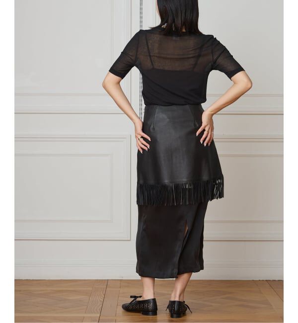 IENA LA BOUCLE「IENA LA BOUCLE レザーフリンジミニスカート」|スカート|