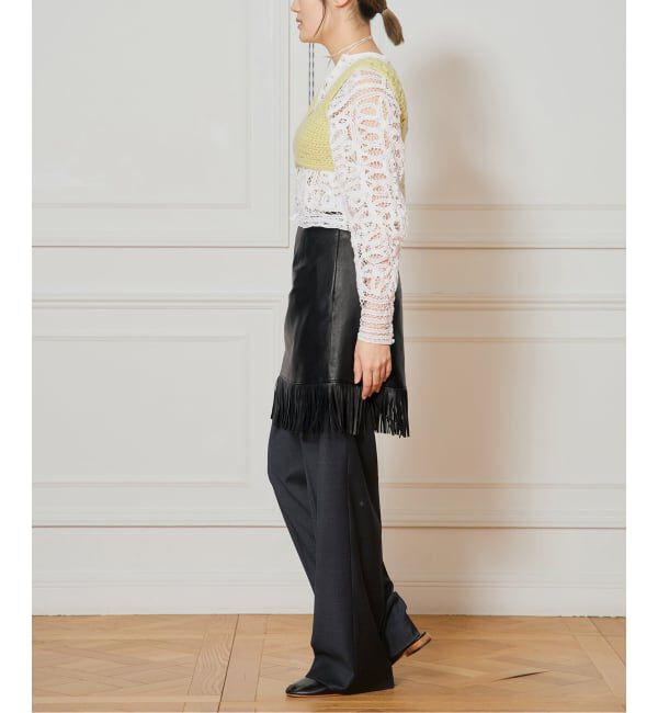 IENA LA BOUCLE「IENA LA BOUCLE レザーフリンジミニスカート」|スカート|