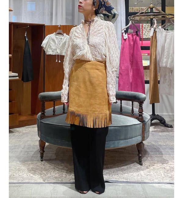 IENA LA BOUCLE「IENA LA BOUCLE レザーフリンジミニスカート」|スカート|