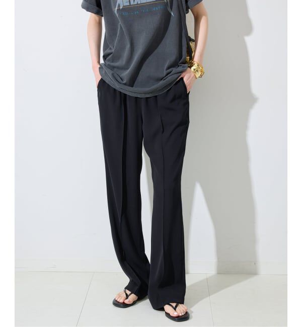 SLOBE IENA「《4サイズ展開》ピンタックセミフレアパンツ」|その他|ネイビー