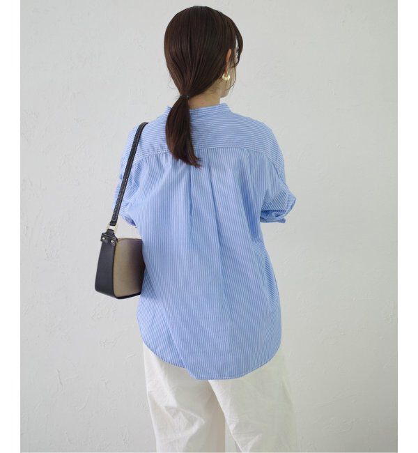 SLOBE IENA「《追加》ROYAL NAVY/ロイヤルネイビー SLOBE別注 バンドカラーシャツ」|シャツ・ブラウス|