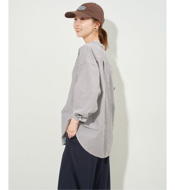 SLOBE IENA「《追加》ROYAL NAVY/ロイヤルネイビー SLOBE別注 バンドカラーシャツ」|シャツ・ブラウス|