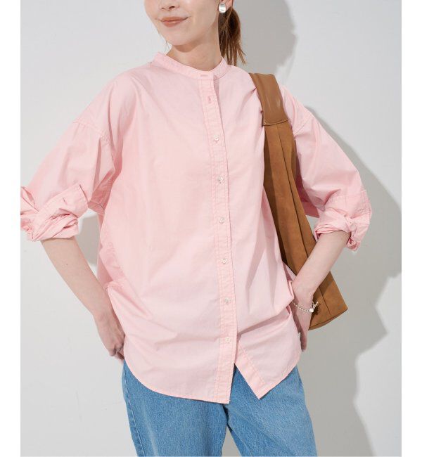 SLOBE IENA「《追加》ROYAL NAVY/ロイヤルネイビー SLOBE別注 バンドカラーシャツ」|シャツ・ブラウス|ピンク