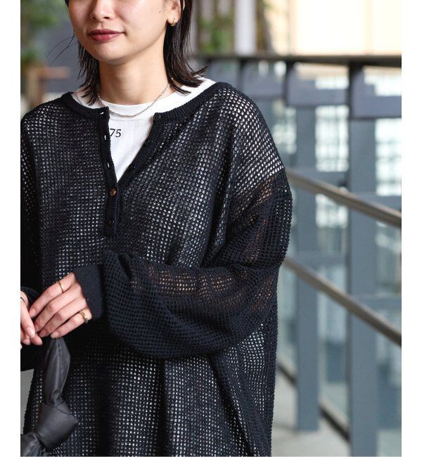 JOURNAL STANDARD「《追加》ヘンリーメッシュニット」|ニット・セーター|ブラック