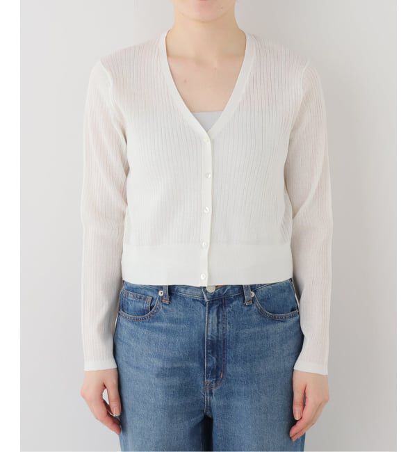  「【洗える】シアーリブカーディガン」|カーディガン|