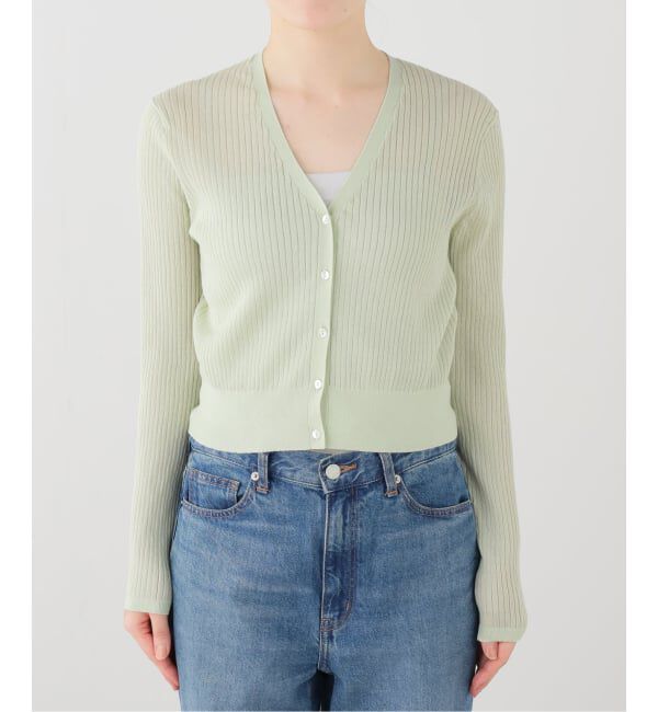  「【洗える】シアーリブカーディガン」|カーディガン|