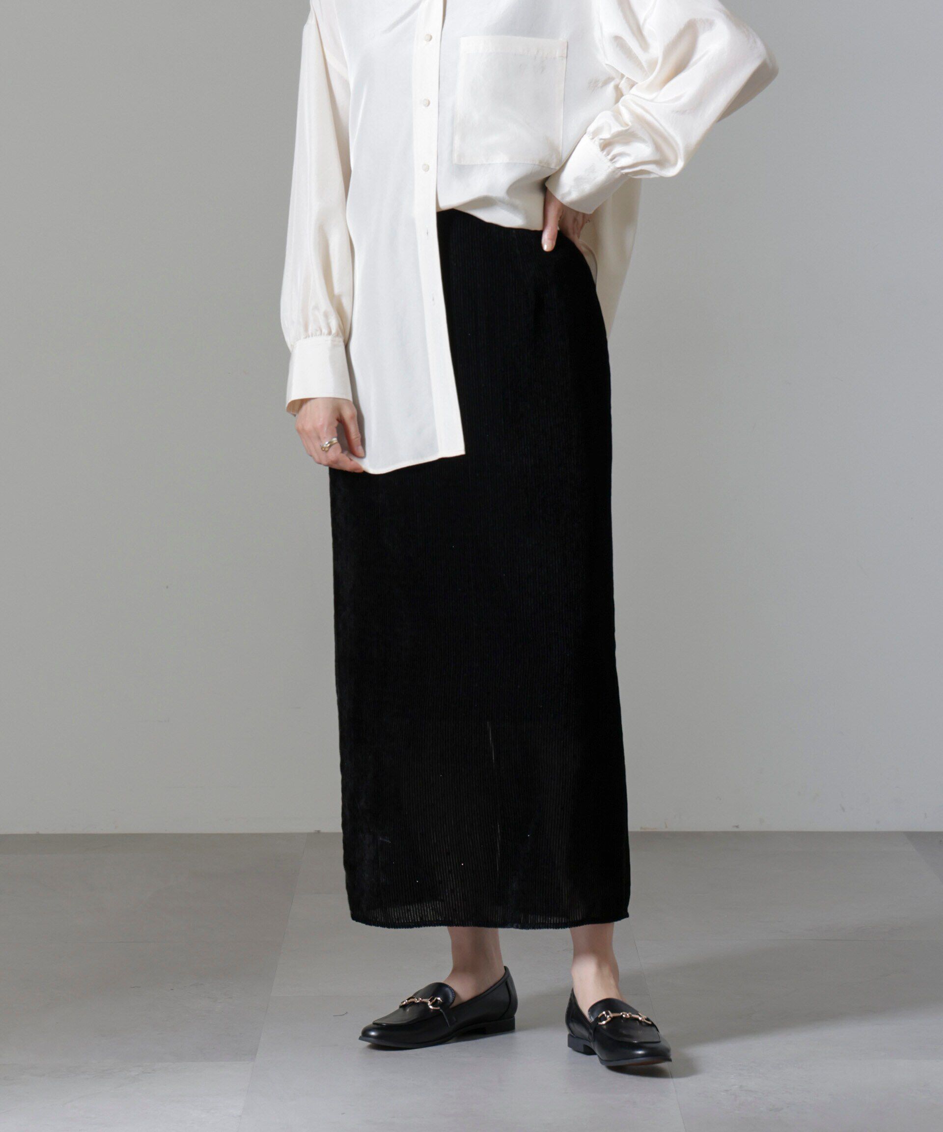 nano･universe「ストライプベロアIラインスカート」|スカート|