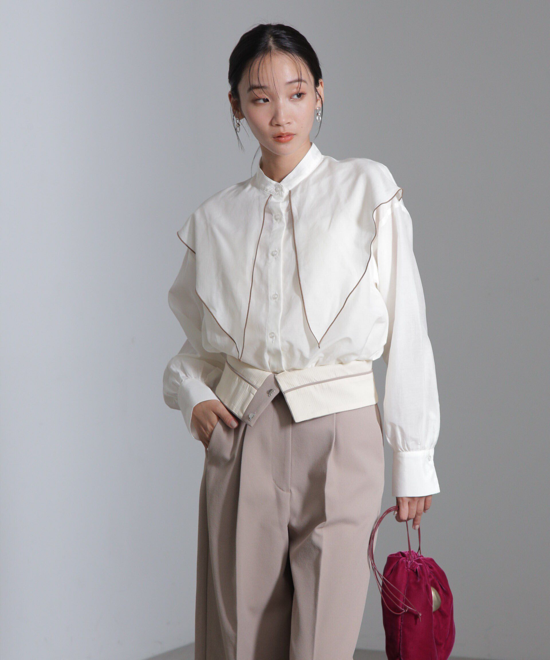 nano･universe「シルク混ビックカラーシャツ」|シャツ・ブラウス|