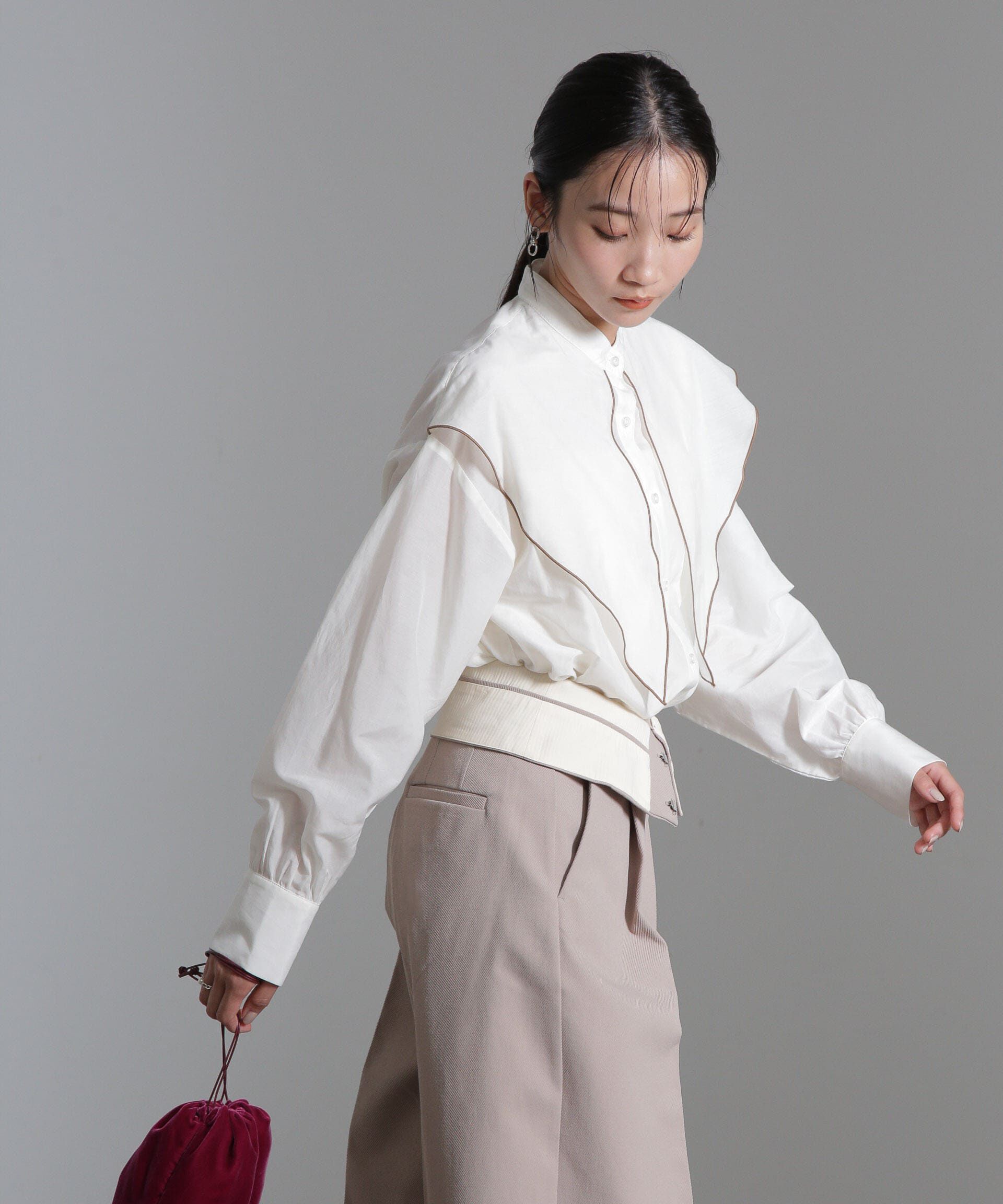 nano･universe「シルク混ビックカラーシャツ」|シャツ・ブラウス|