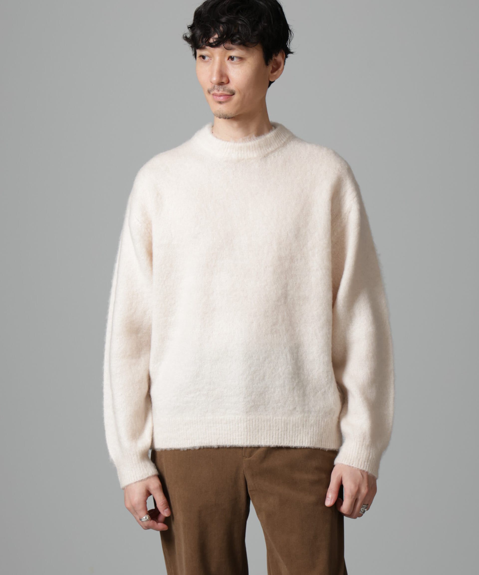 nano･universe「モヘヤブレンド起毛クルーネックニット」|ニット・セーター|オフホワイト1