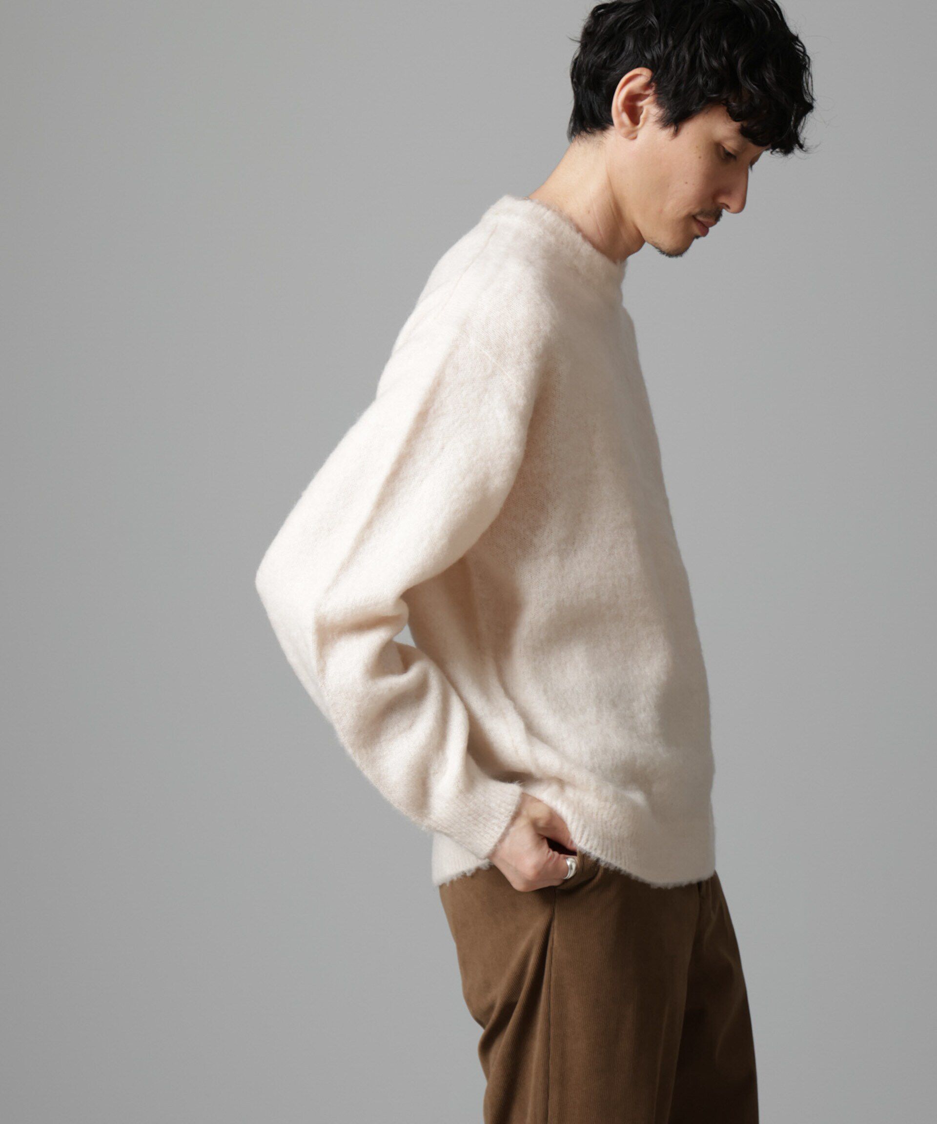 nano･universe「モヘヤブレンド起毛クルーネックニット」|ニット・セーター|