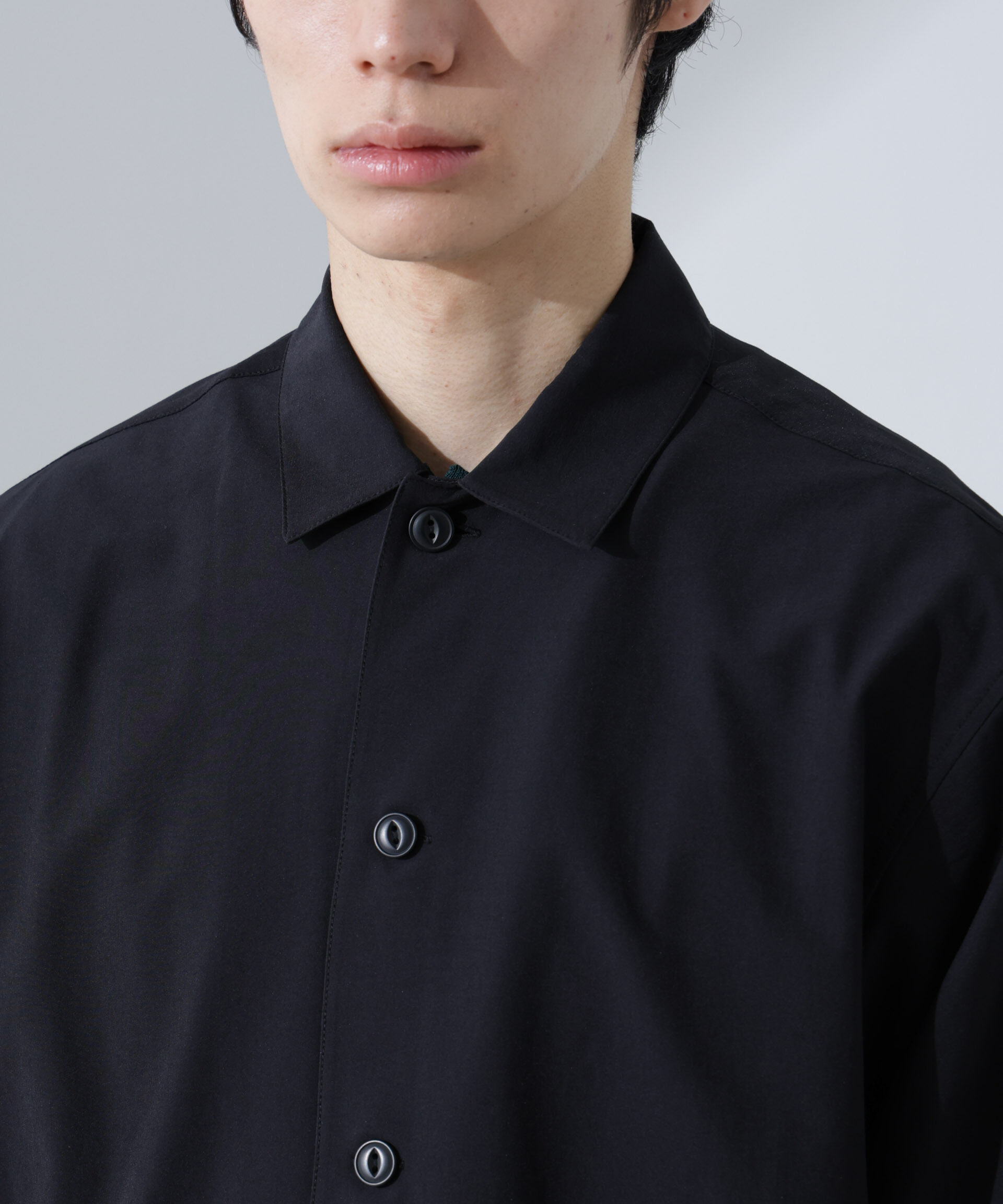 nano･universe「ストレッチワイドシャツブルゾン(セットアップ可)」|ブルゾン・スタジャン|