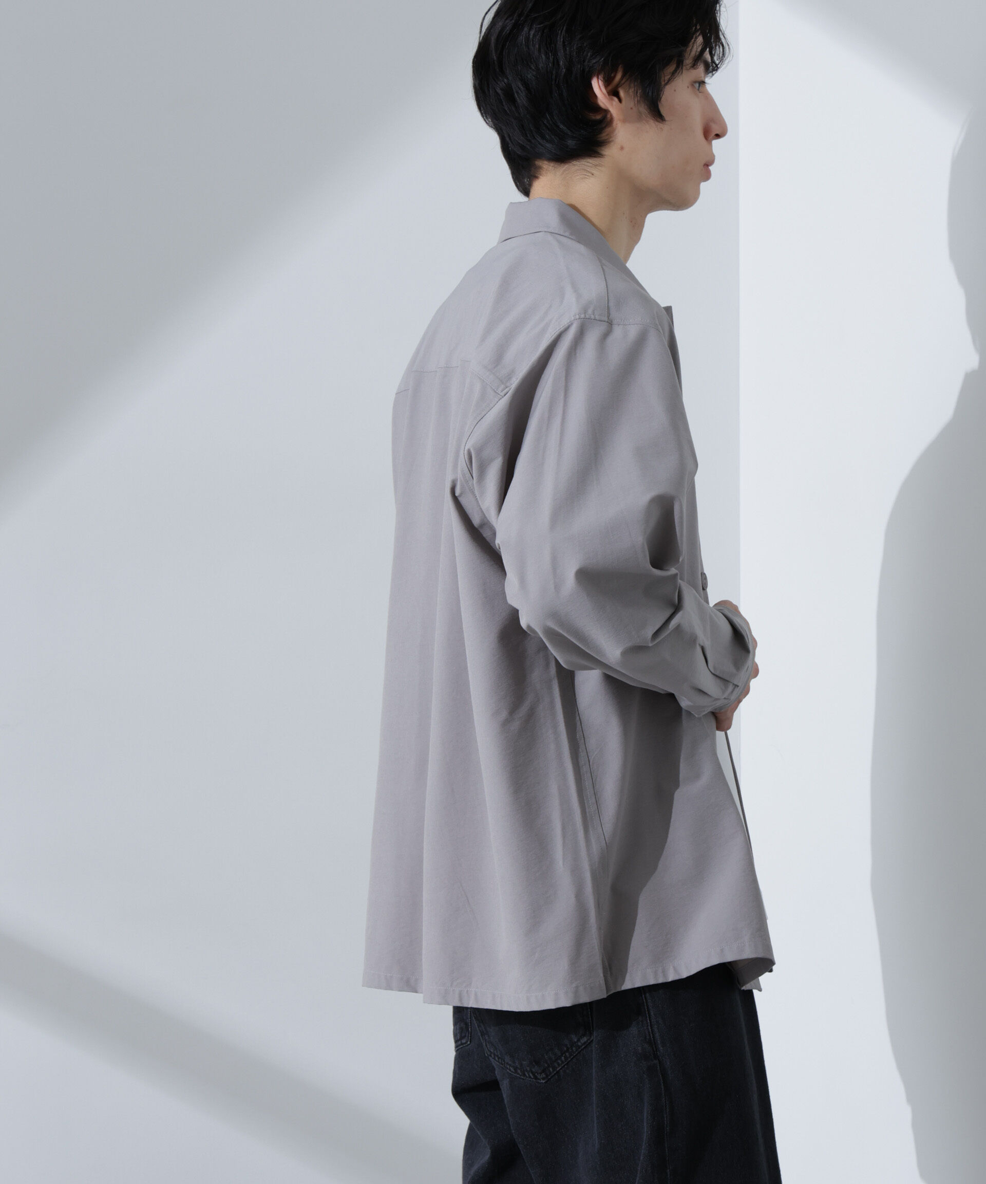 nano･universe「ストレッチワイドシャツブルゾン(セットアップ可)」|ブルゾン・スタジャン|