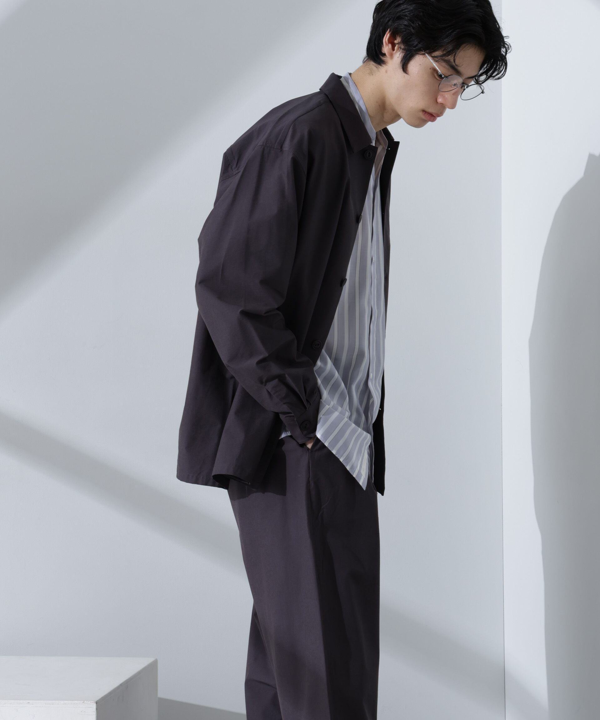 nano･universe「ストレッチワイドシャツブルゾン(セットアップ可)」|ブルゾン・スタジャン|