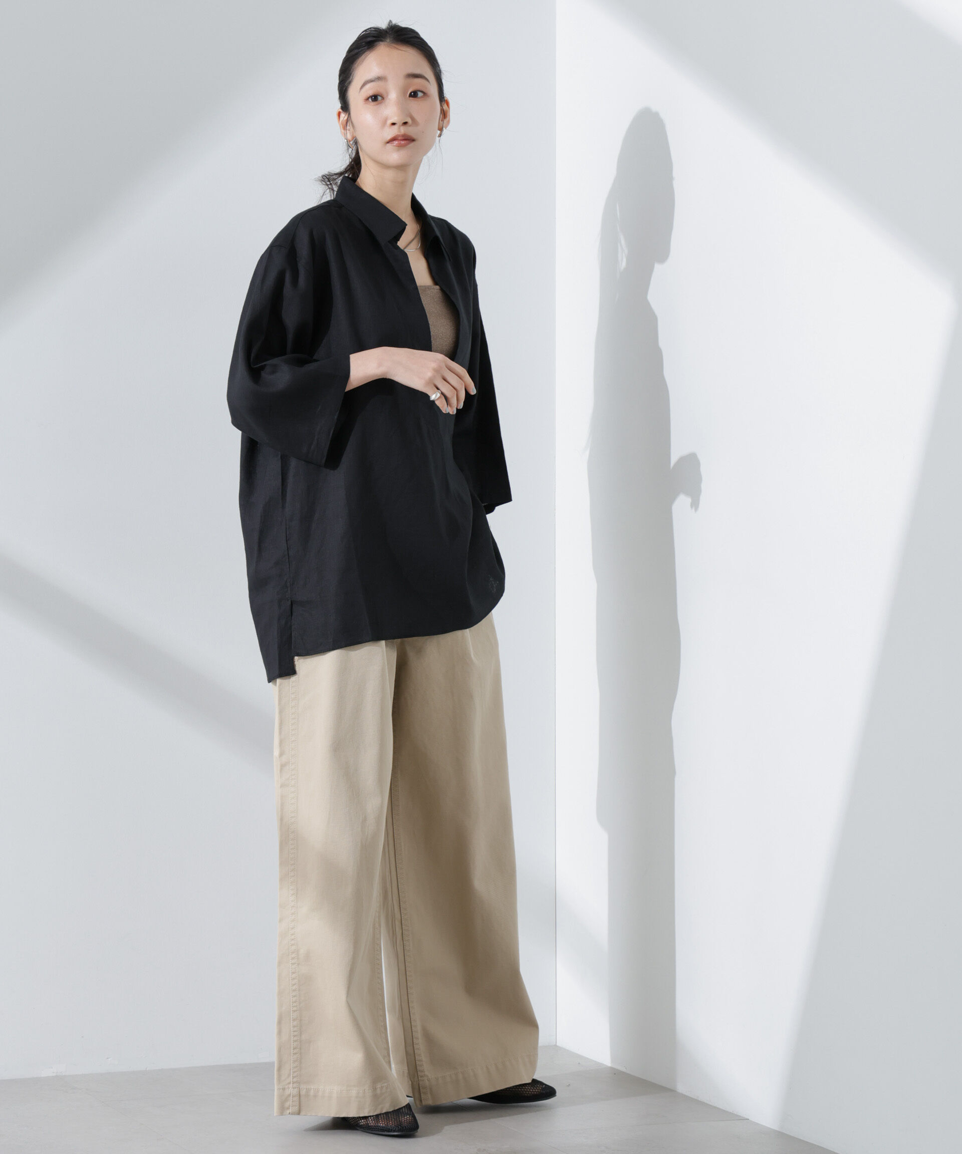 nano･universe「Anti Smell Linen プルオーバーVネックシャツ」|シャツ・ブラウス|