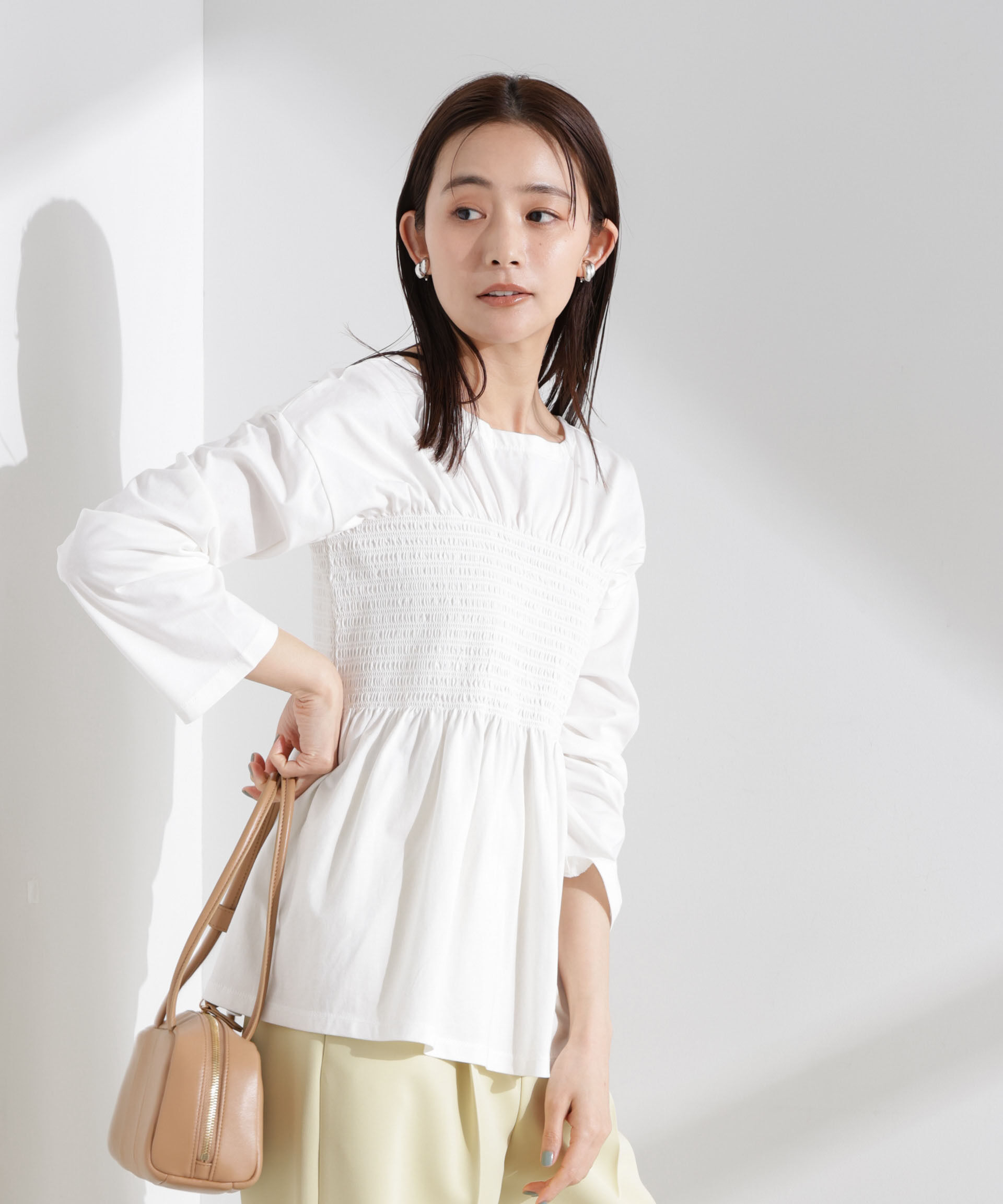 nano･universe「シャーリングデザインカットソー」|Tシャツ・カットソー|