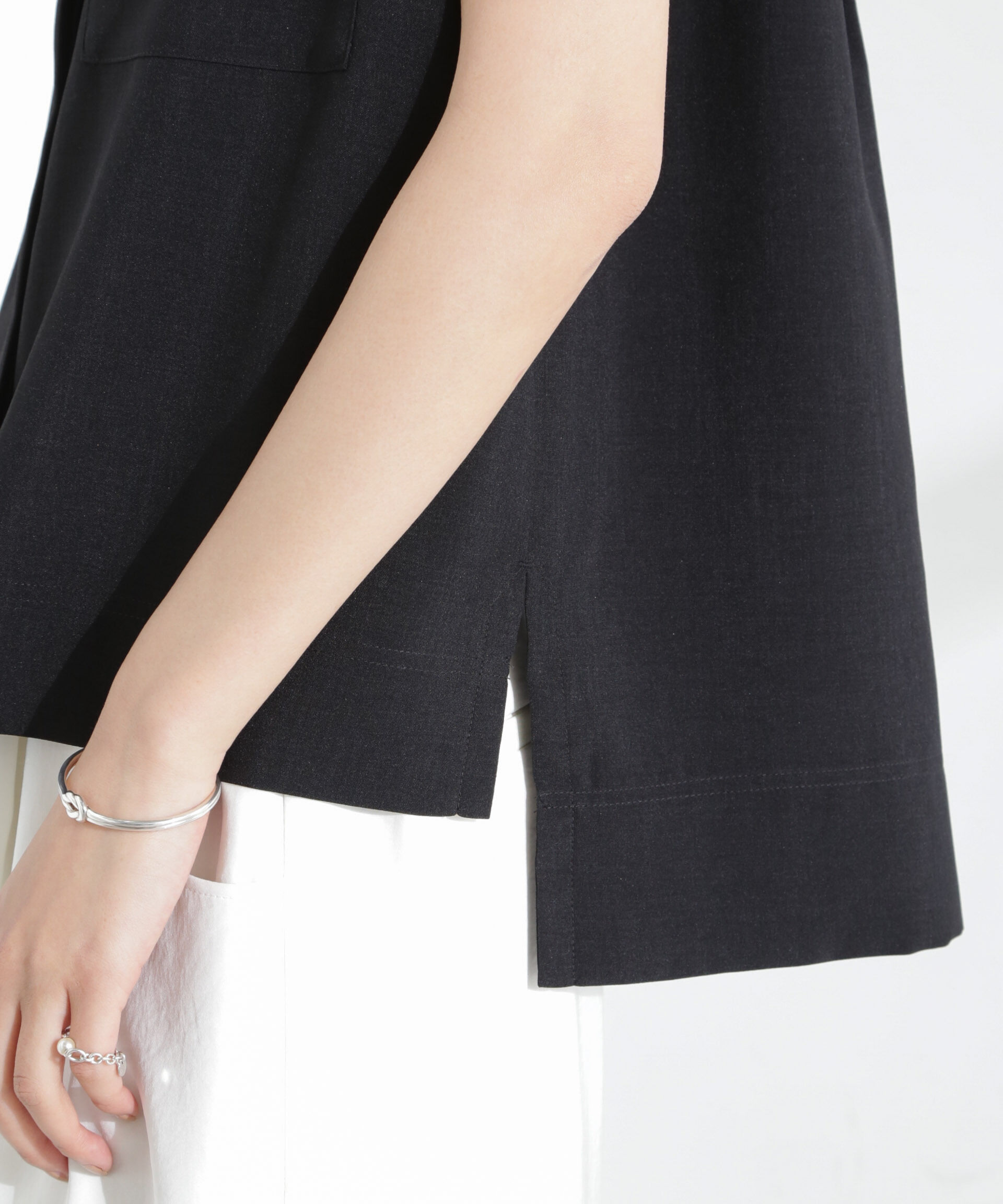 nano･universe「メランジドライ スタンドポケットシャツ(セットアップ可)」|シャツ・ブラウス|