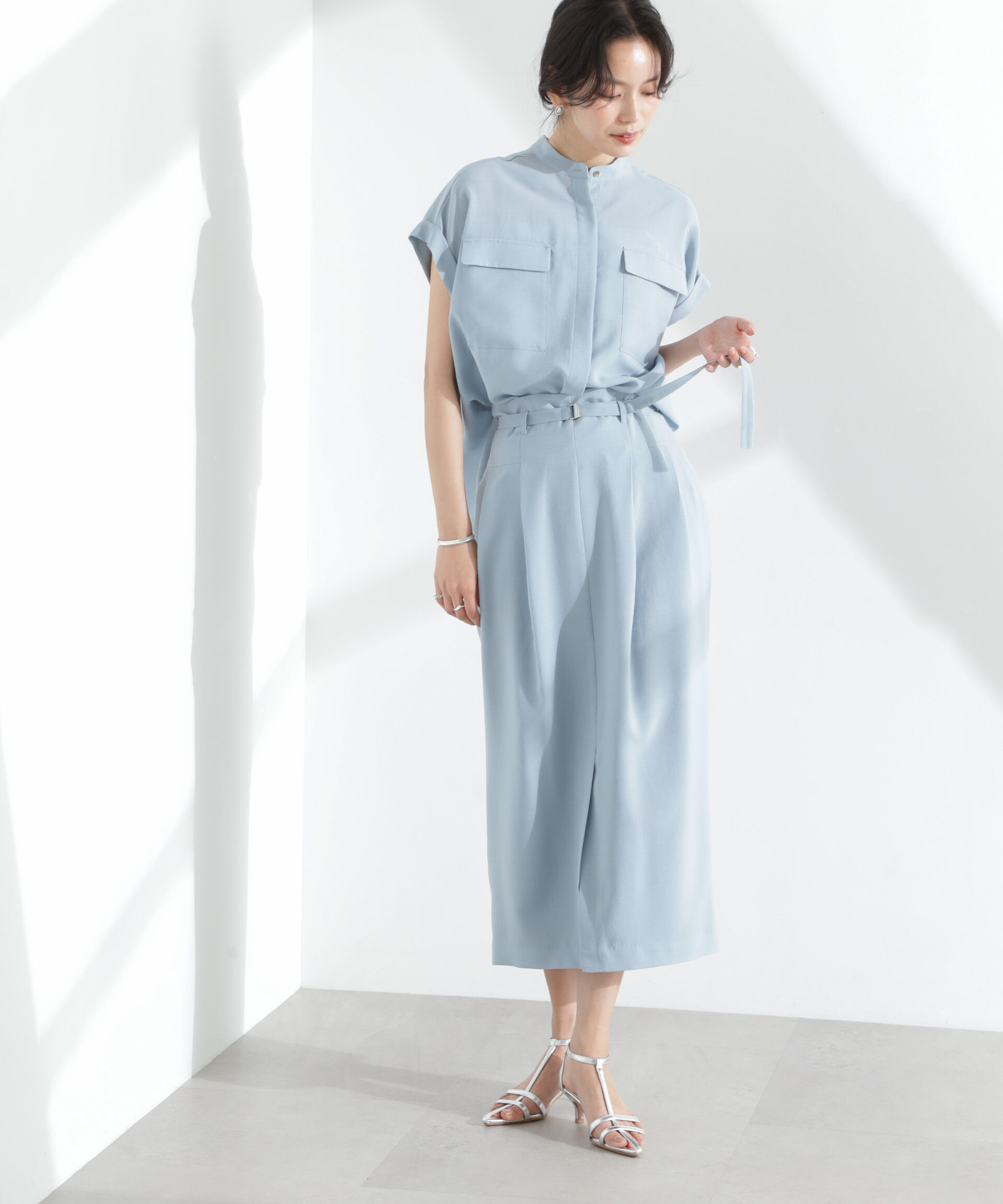 nano･universe「メランジドライ スタンドポケットシャツ(セットアップ可)」|シャツ・ブラウス|