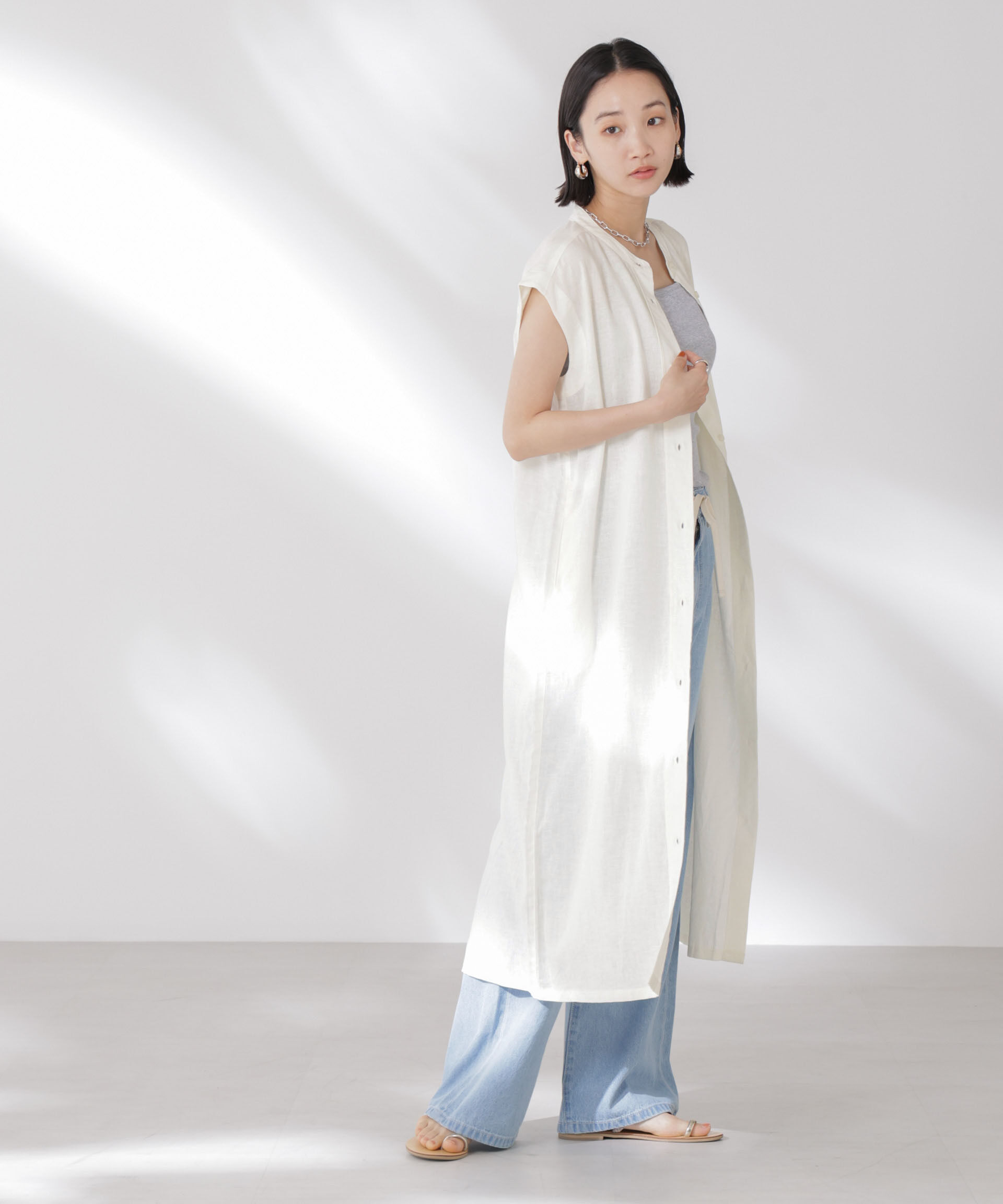 nano･universe「Anti Smell Linen フレンチスリーブワンピース」|ワンピース|