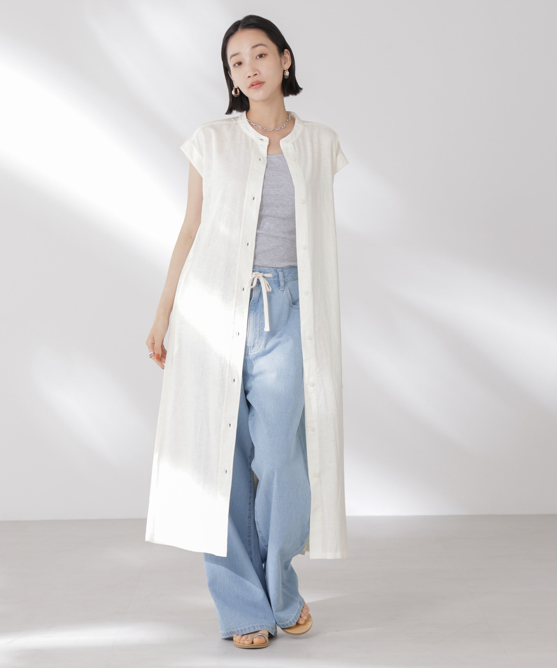 nano･universe「Anti Smell Linen フレンチスリーブワンピース」|ワンピース|