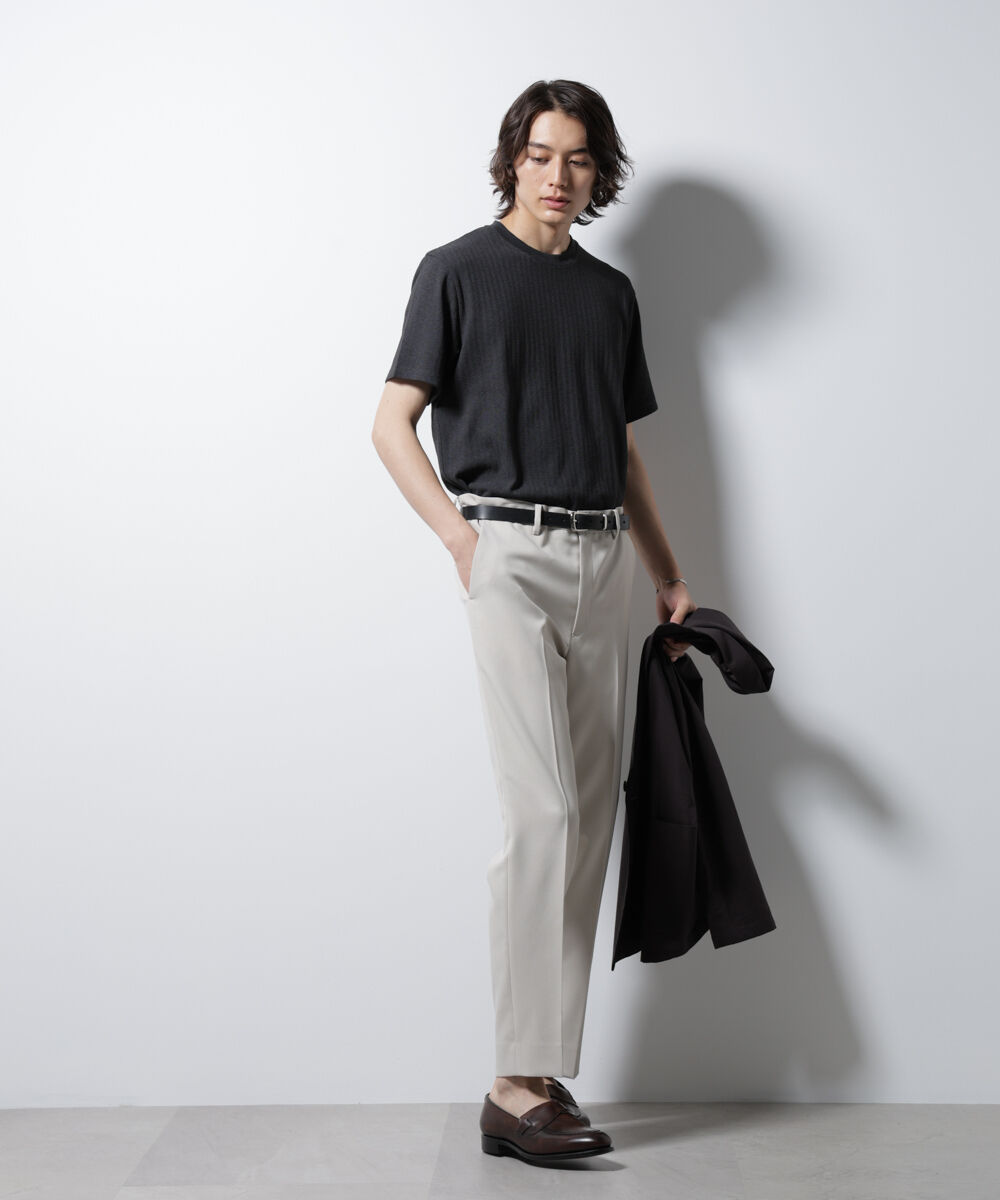 nano･universe「｢Damerino｣ヘリンボンクルーネックTシャツ/防シワ・吸水速乾・UVカット」|Tシャツ・カットソー|