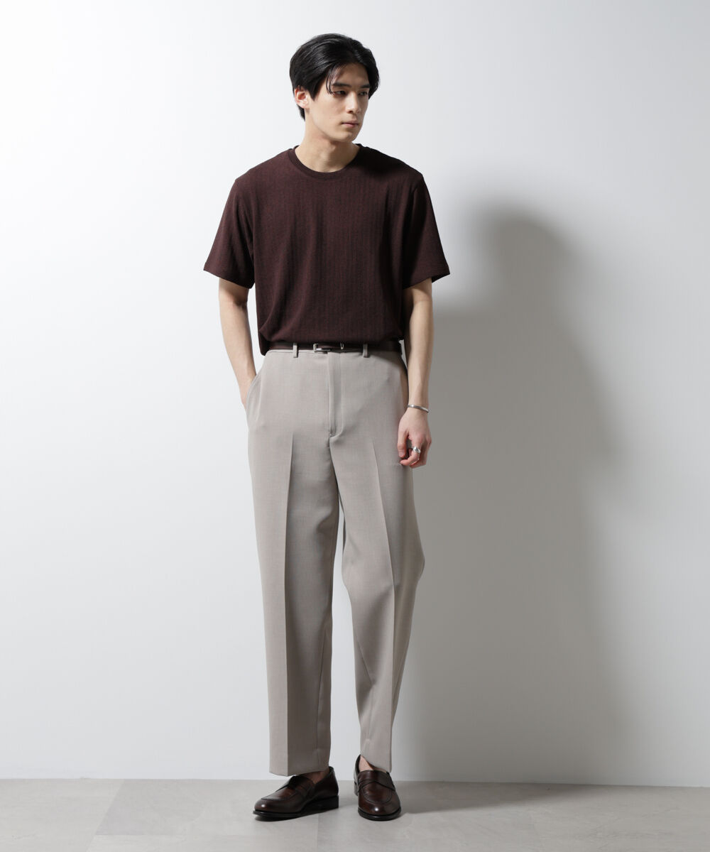 nano･universe「｢Damerino｣ヘリンボンクルーネックTシャツ/防シワ・吸水速乾・UVカット」|Tシャツ・カットソー|