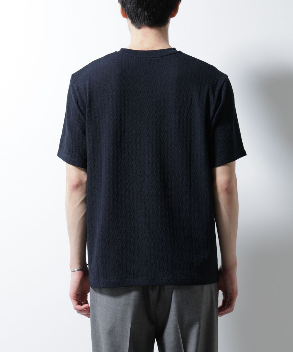 nano･universe「｢Damerino｣ヘリンボンクルーネックTシャツ/防シワ・吸水速乾・UVカット」|Tシャツ・カットソー|