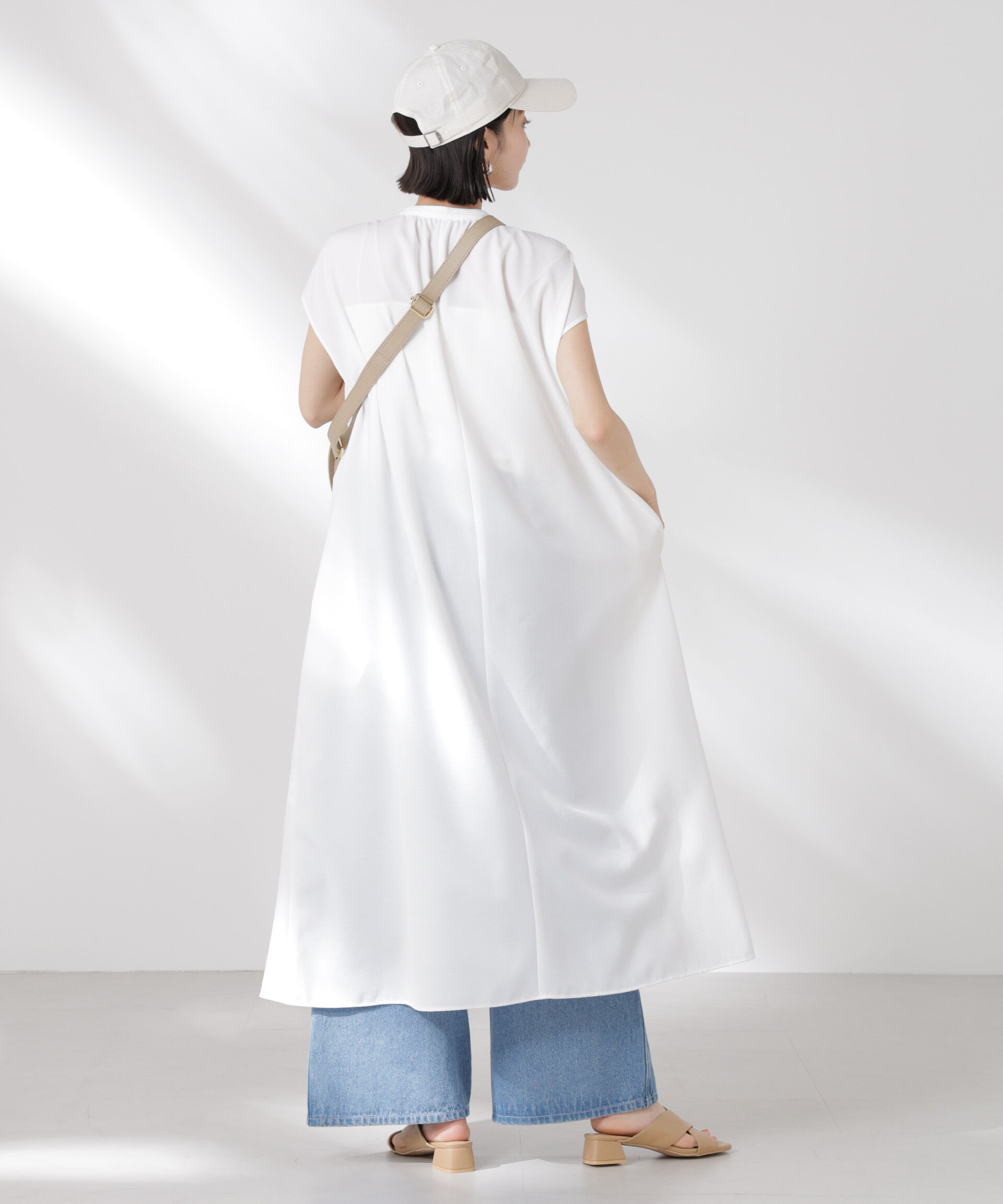 nano･universe「ギャザーショルダーフレアワンピース」|ワンピース|