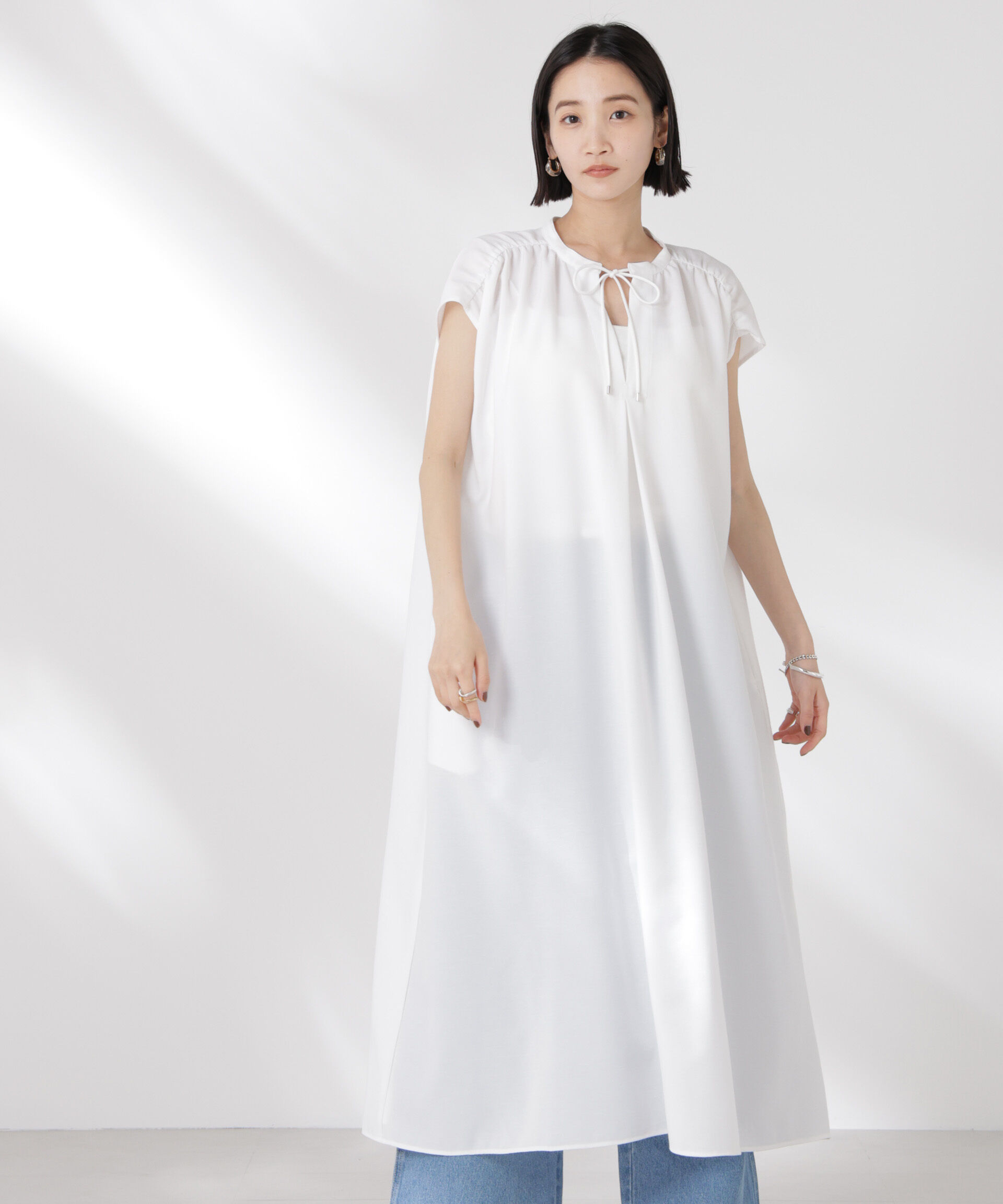 nano･universe「ギャザーショルダーフレアワンピース」|ワンピース|