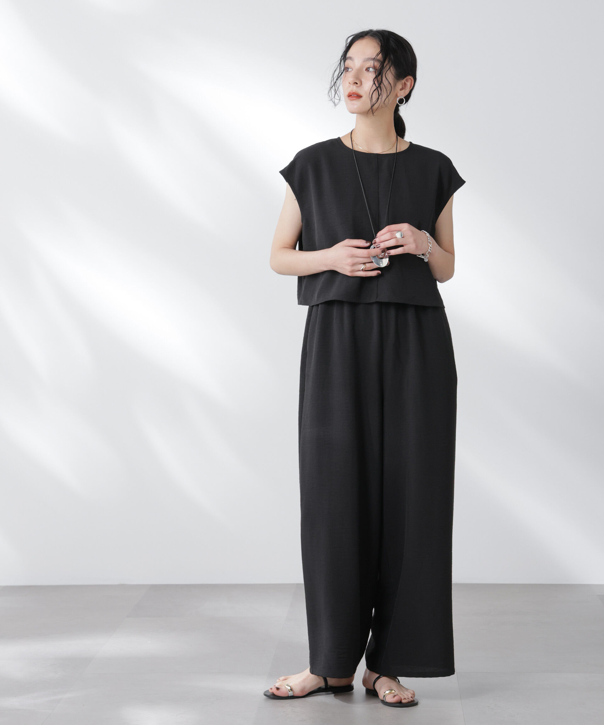 nano･universe「フレンチスリーブオールインワン」|ワンピース|