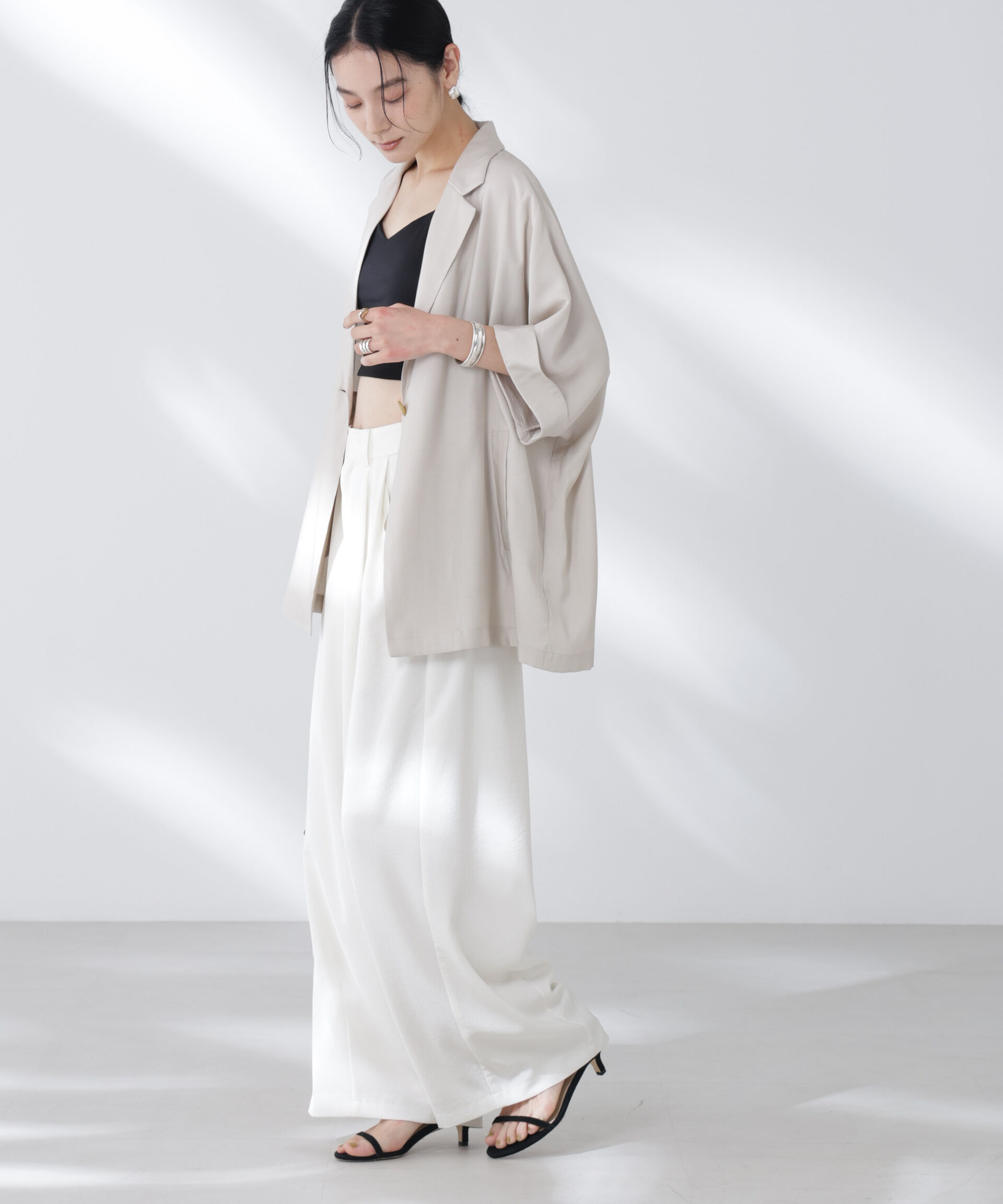 nano･universe「ハーフスリーブラフジャケット」|テーラードジャケット|