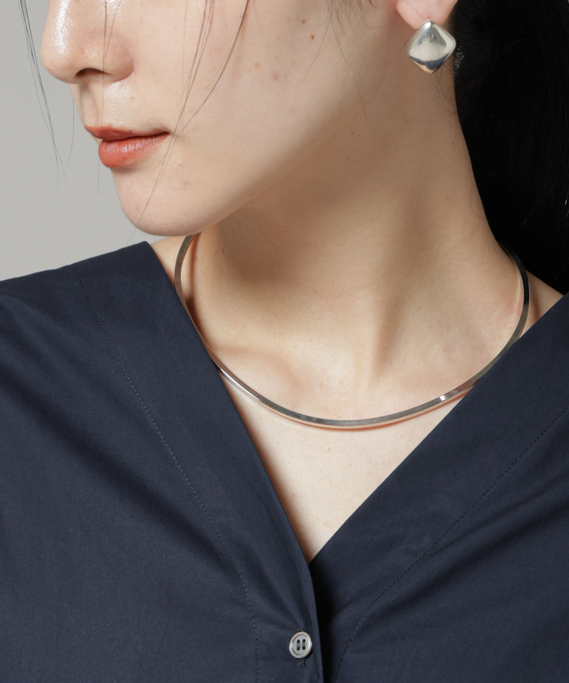 nano･universe「スクエアカットチョーカー」|ネックレス|シルバー