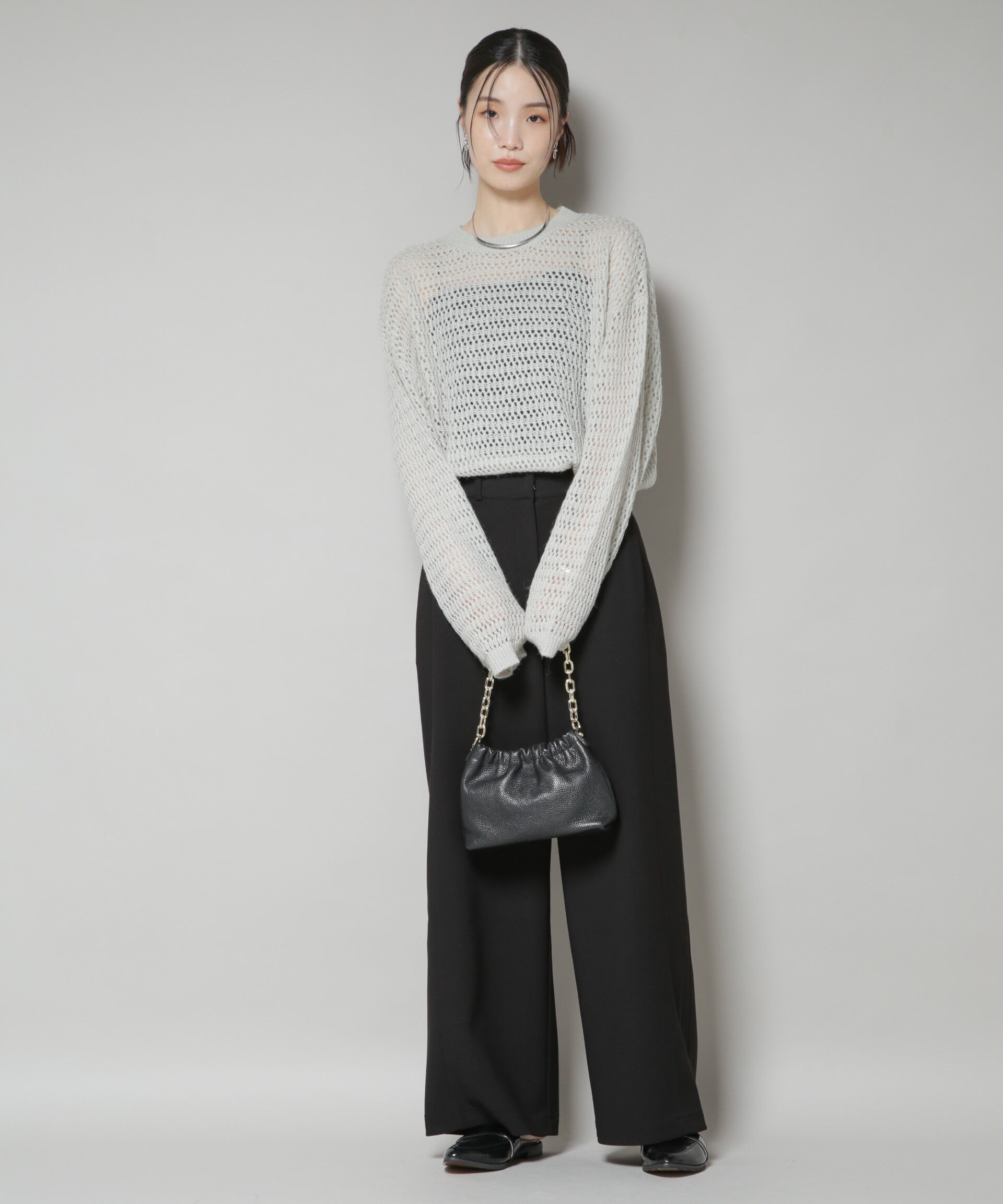 nano･universe「サイドタックカットジョーゼットパンツ」|チノ|